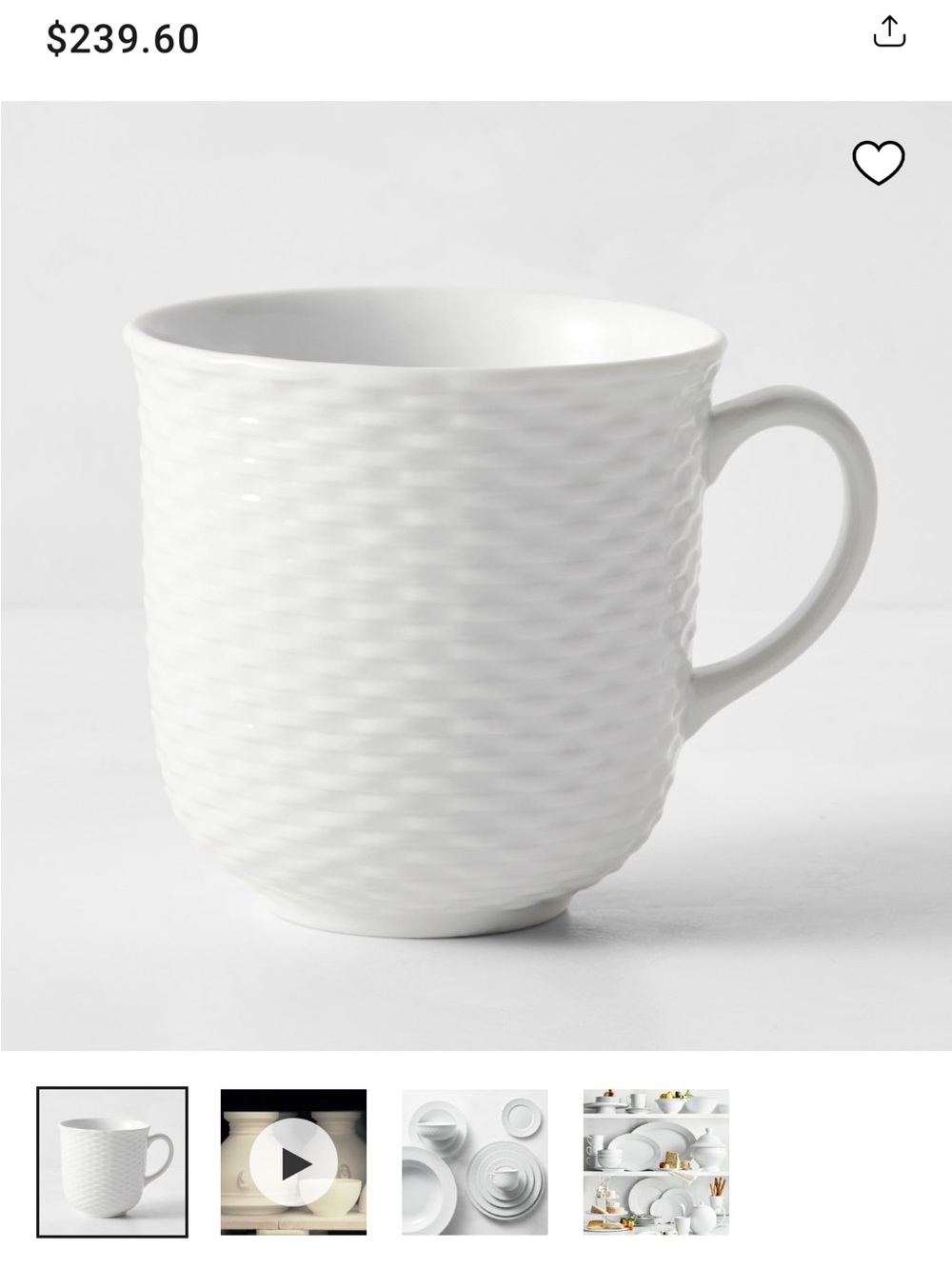 Classic White Woven-Texture Ceramic Mug — Comfortable Handle